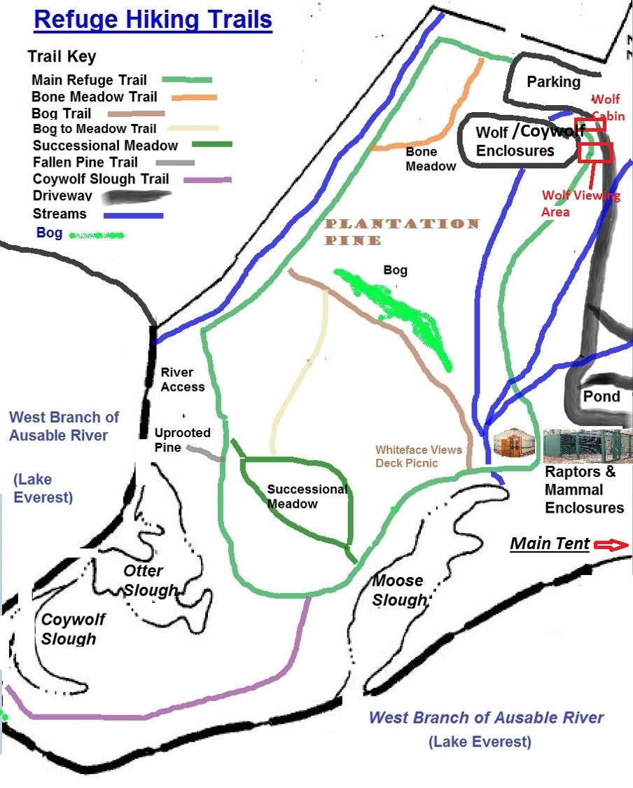 Map of Refuge with Hiking Trails